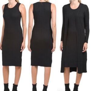 Magaschoni Black Ribbed Midi Dress and cardigan sets. Size-XL NWT